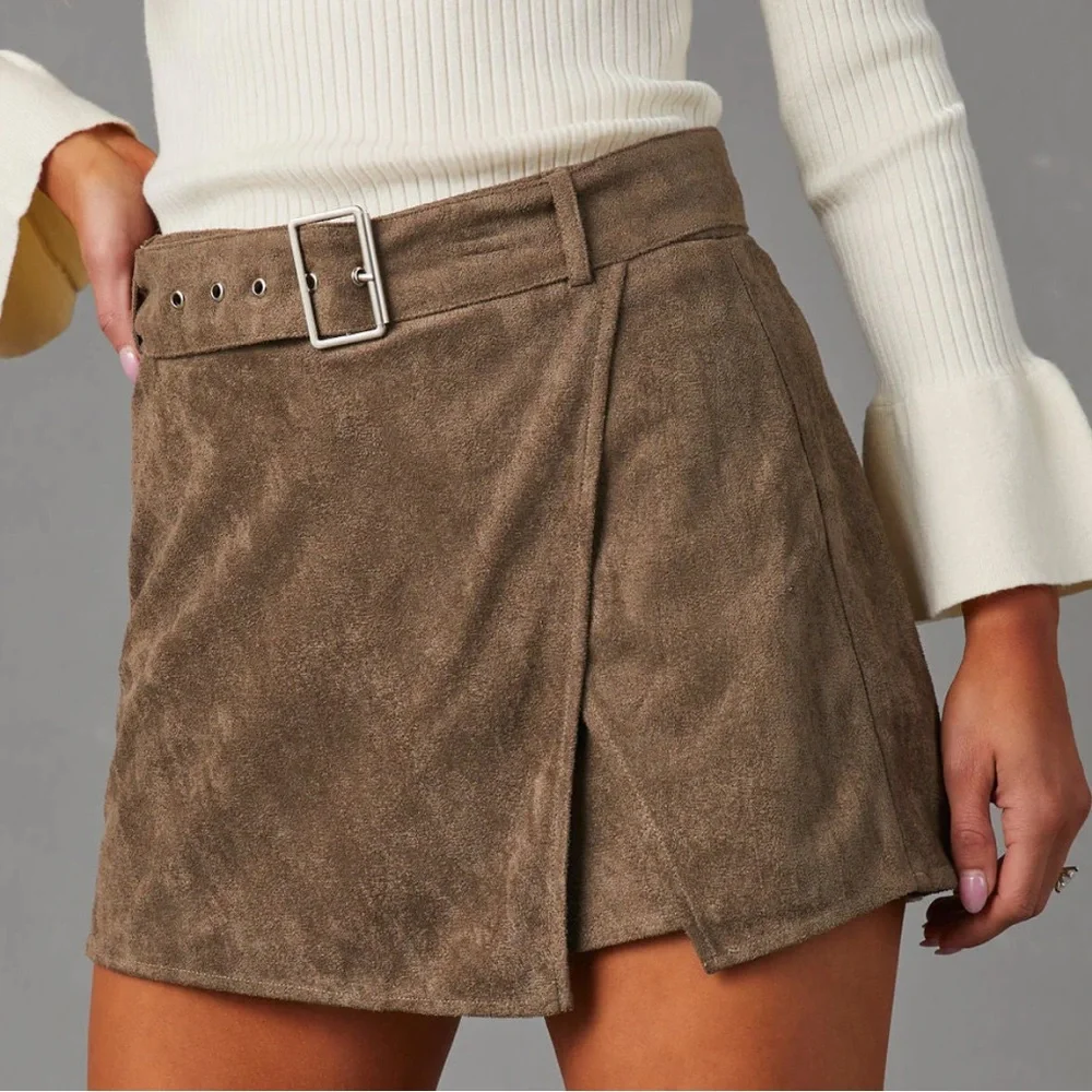 VICI | Kanesha Belted Suede Skirt